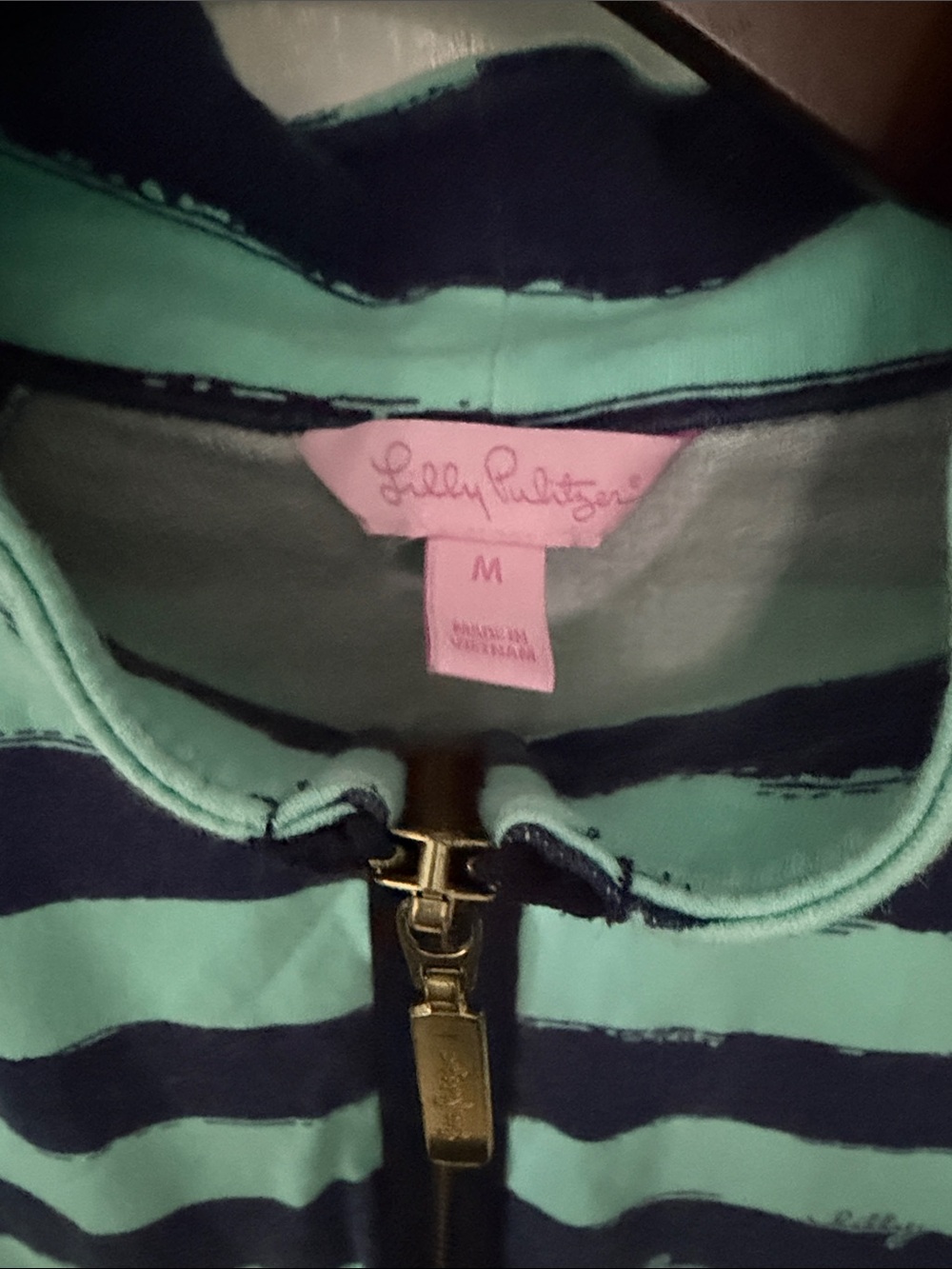 Lilly Pulitzer Skipper Popover 1/2 Zip Sweatshirt Crystal Water Take Off Stripe - Picture 5 of 10
